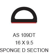 AMBASSADOR EPDM SPONGE D SECTION SELF ADHESIVE 15 X 9.5 